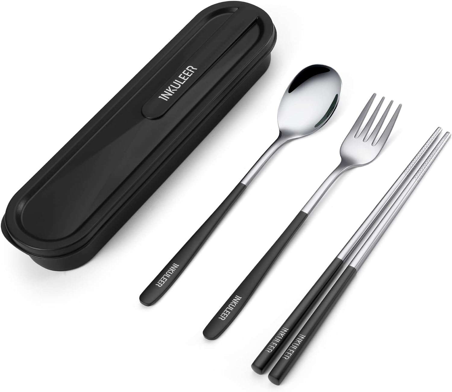 Travel cutlery set, Stainless Steel Cutlery, Reusable utensils set with case, Portable Silverware -18/8 Travel cutlery set, Stainless Steel Cutlery, Reusable utensils set with case, Portable Silverware -18/8